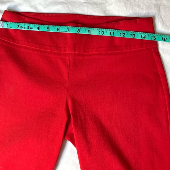 Red cropped pants w/ rhinestone & cutout side hemline accents, Attire NY size 6 - Picture 10 of 14